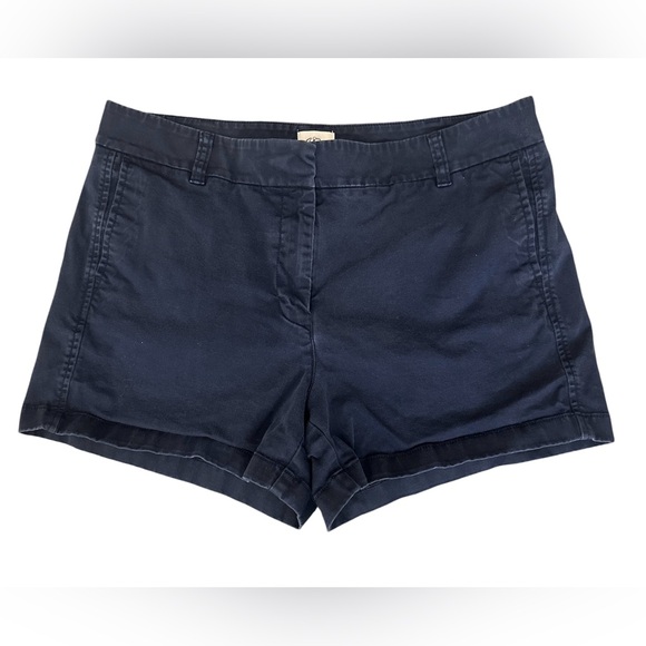 J Crew Navy Blue Shorts 12 Chino 4" Heritage Classic 97% Cotton 3% Elastane - Picture 2 of 8
